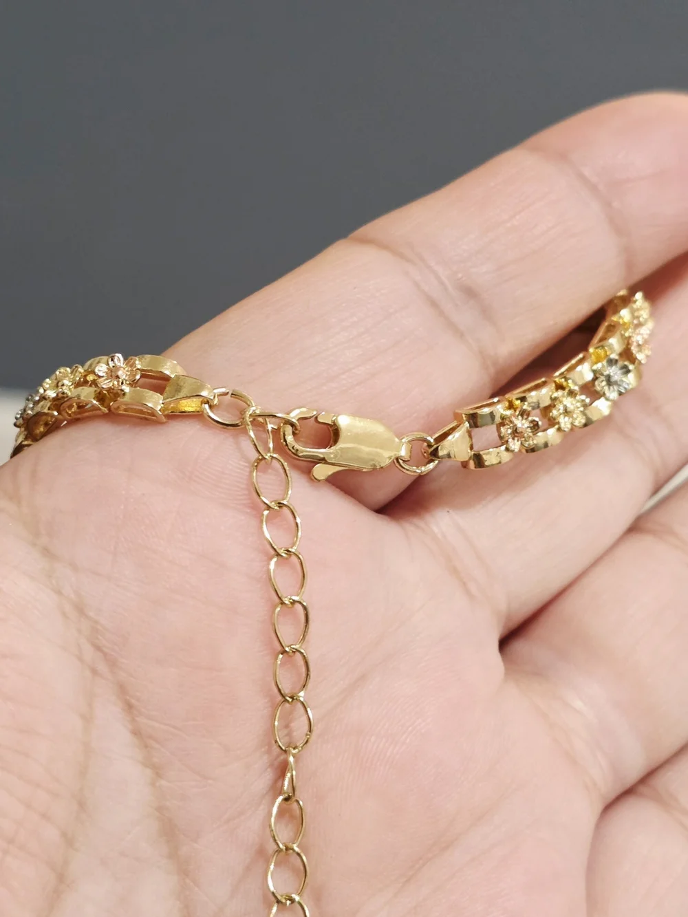 18k Gold Plated Tone Religious Bracelet with Red & Green Stones